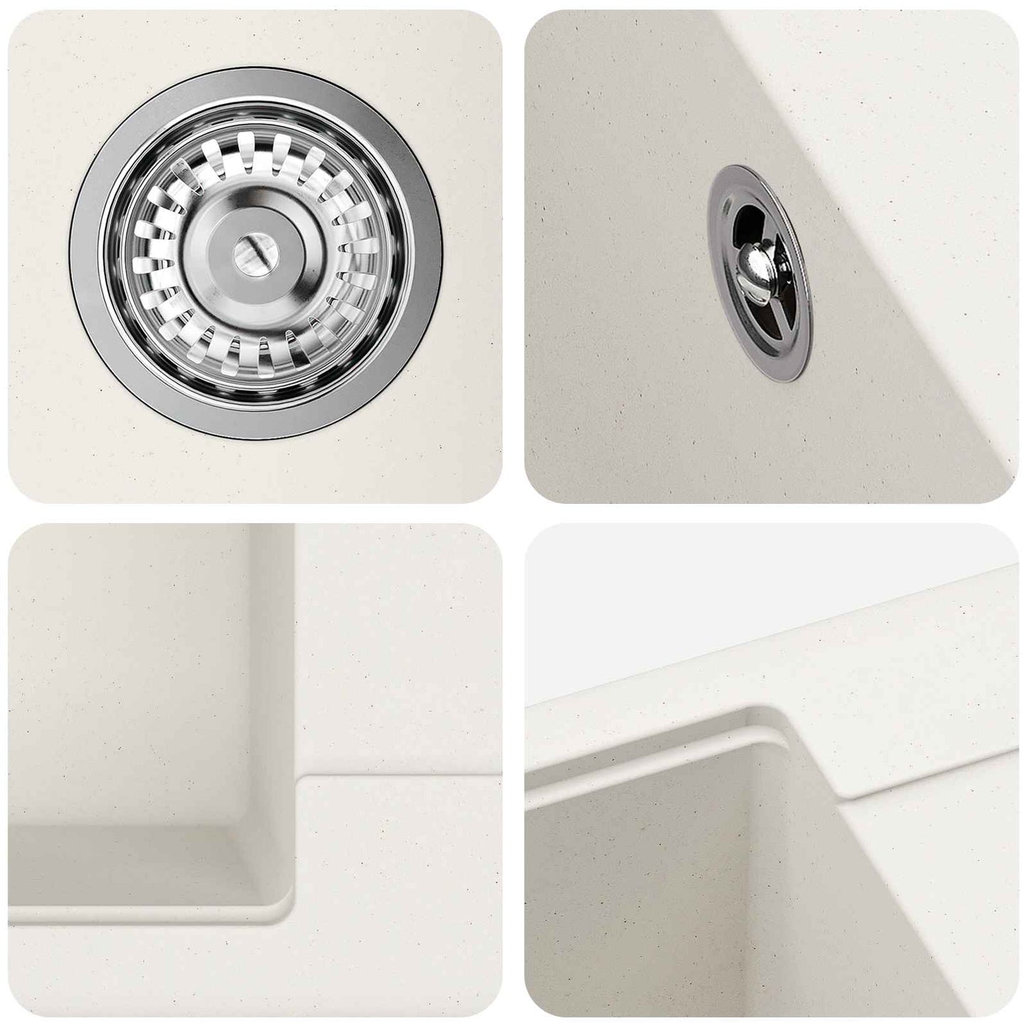 vidaXL Sink White 560 x 460 mm 80% Quartz and 20% Resin