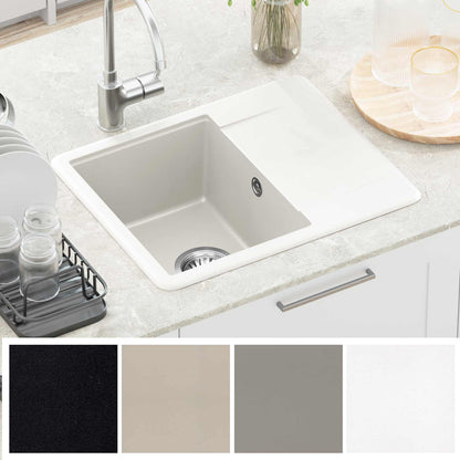 vidaXL Sink White 560 x 460 mm 80% Quartz and 20% Resin