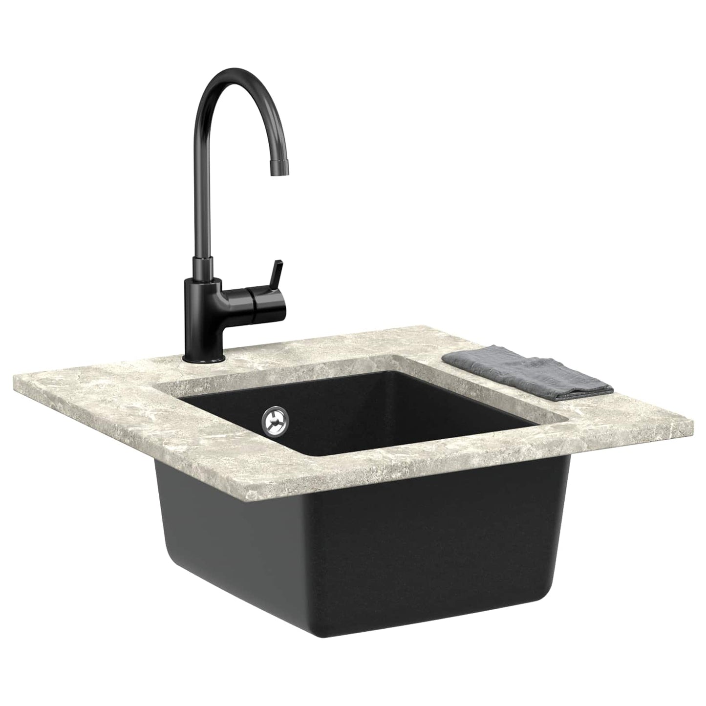vidaXL Sink 80% Quartz and 20% Resin 370 x 460 mm Black