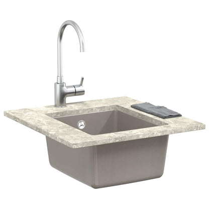 vidaXL Sink 80% Quartz and 20% Resin 370 x 460 mm Grey