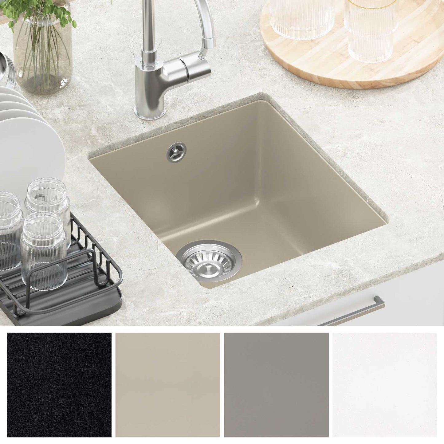 vidaXL Sink Beige 370 x 460 mm 80% Quartz and 20% Resin