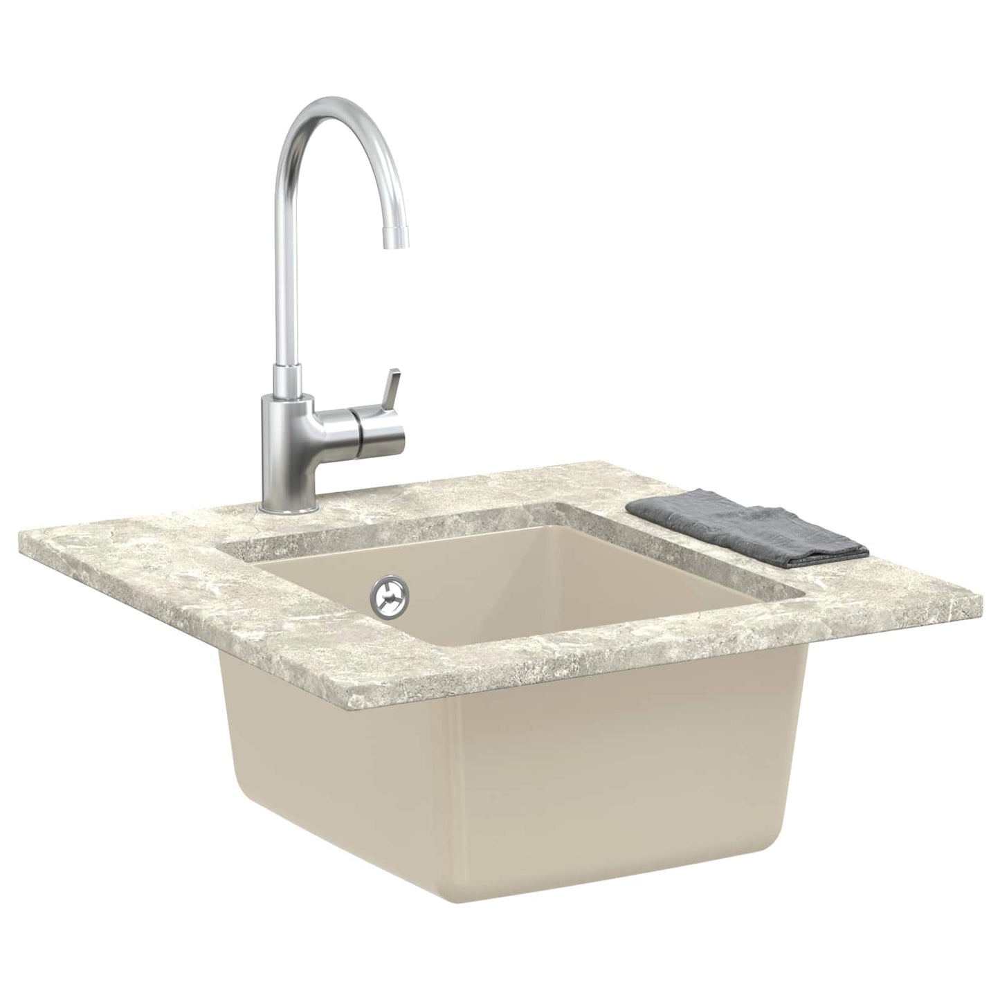 vidaXL Sink 80% Quartz and 20% Resin 370 x 460 mm Beige