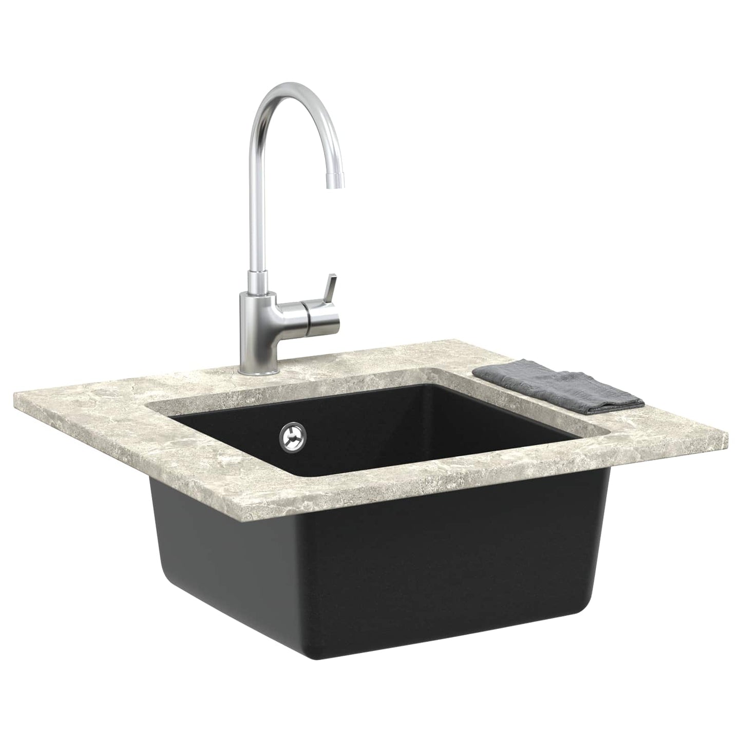 vidaXL Sink 80% Quartz and 20% Resin 430 x 460 mm Black