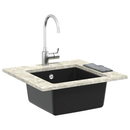 vidaXL Sink 80% Quartz and 20% Resin 430 x 460 mm Black