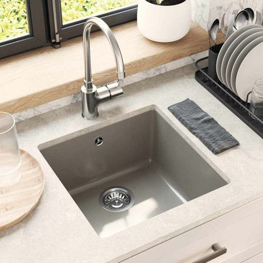 vidaXL Sink Grey 430 x 460 mm 80% Quartz and 20% Resin