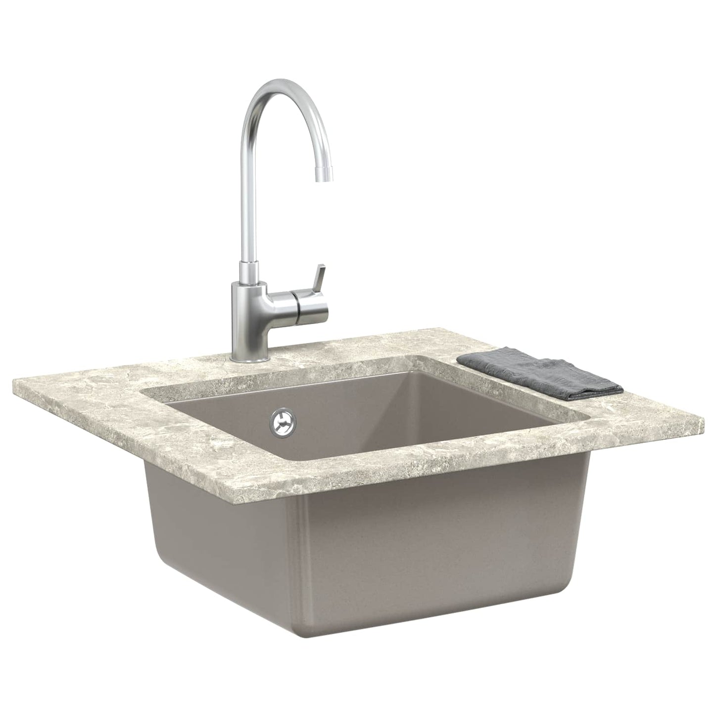 vidaXL Sink 80% Quartz and 20% Resin 430 x 460 mm Grey