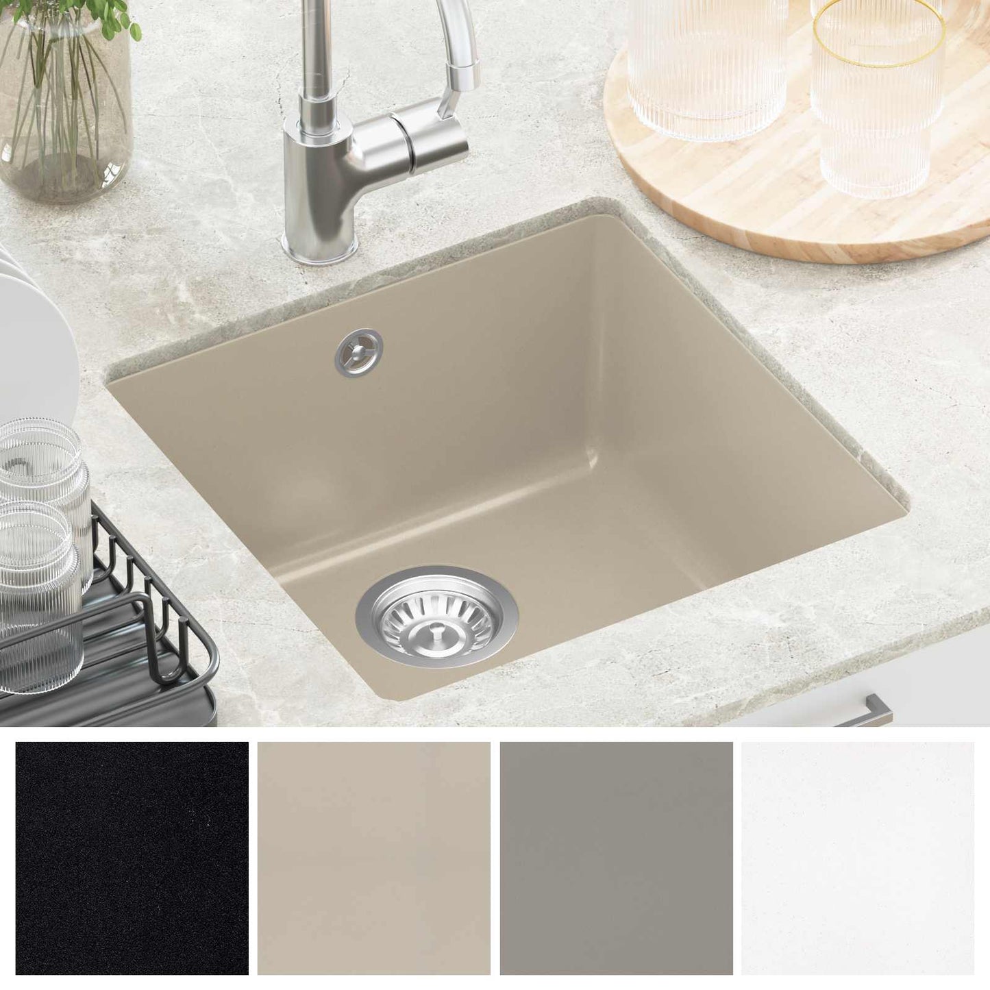 vidaXL Sink Beige 430 x 460 mm 80% Quartz and 20% Resin