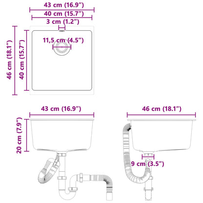 vidaXL Sink Beige 430 x 460 mm 80% Quartz and 20% Resin
