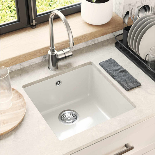 vidaXL Sink White 430 x 460 mm 80% Quartz and 20% Resin
