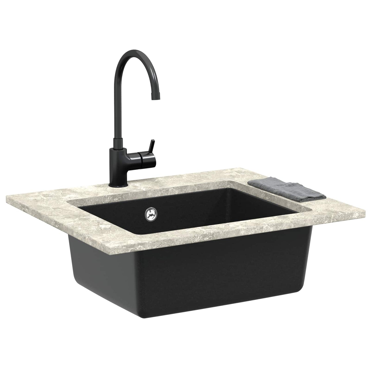 vidaXL Sink 80% Quartz and 20% Resin 530 x 460 mm Black