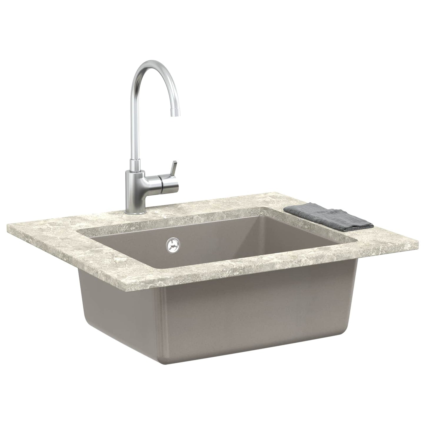 vidaXL Sink 80% Quartz and 20% Resin 530 x 460 mm Grey