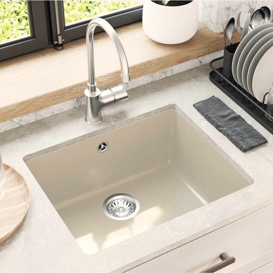 vidaXL Sink 80% Quartz and 20% Resin 530 x 460 mm Beige