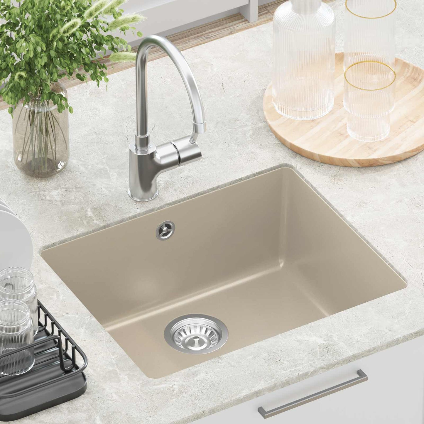 vidaXL Sink Beige 530 x 460 mm 80% Quartz and 20% Resin