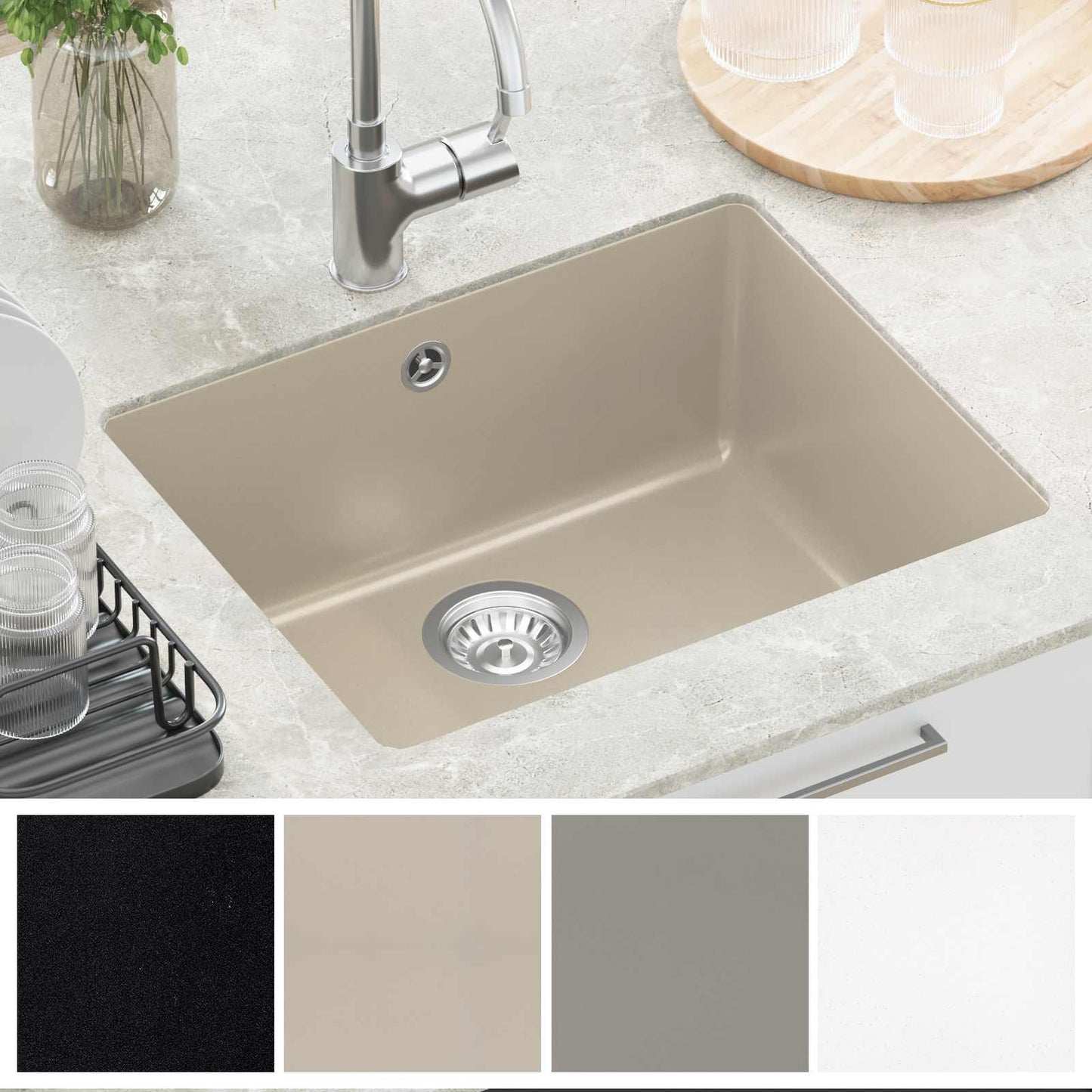 vidaXL Sink Beige 530 x 460 mm 80% Quartz and 20% Resin