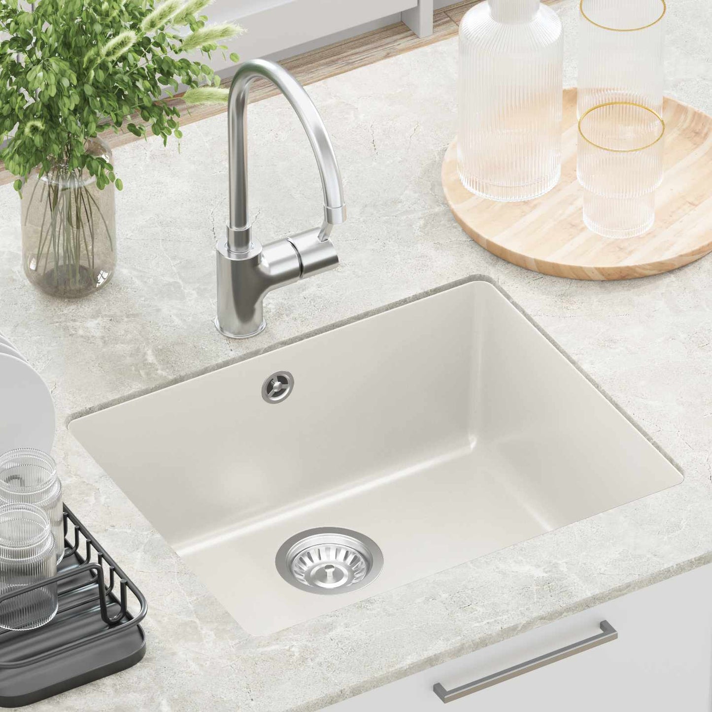 vidaXL Sink White 530 x 460 mm 80% Quartz and 20% Resin