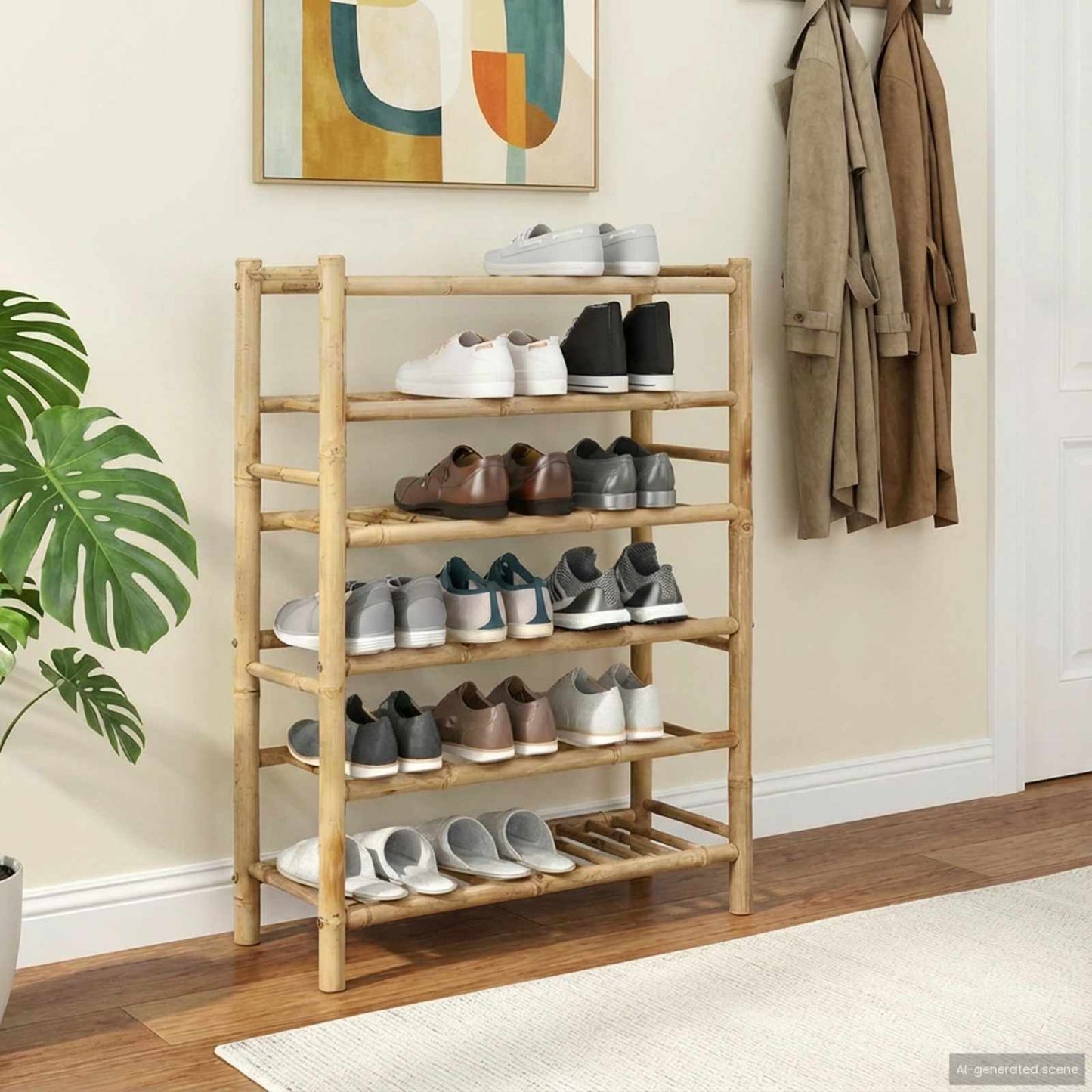 vidaXL Shoe Rack with Shelf Natural 68 x 28 x 96 cm Bamboo