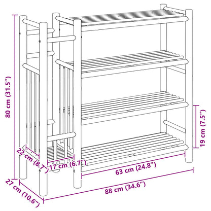 vidaXL Shoe Rack with Shelf Natural 88 x 27 x 80 cm Bamboo