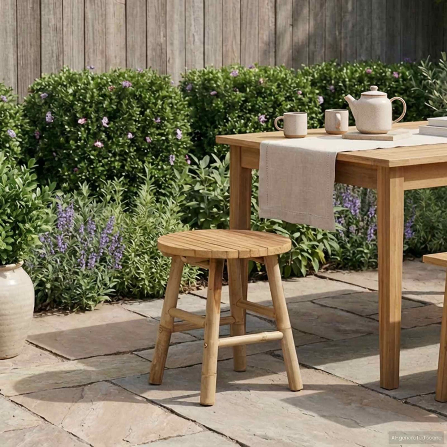 vidaXL Garden Stool Natural Ø 38 x 42 cm Bamboo