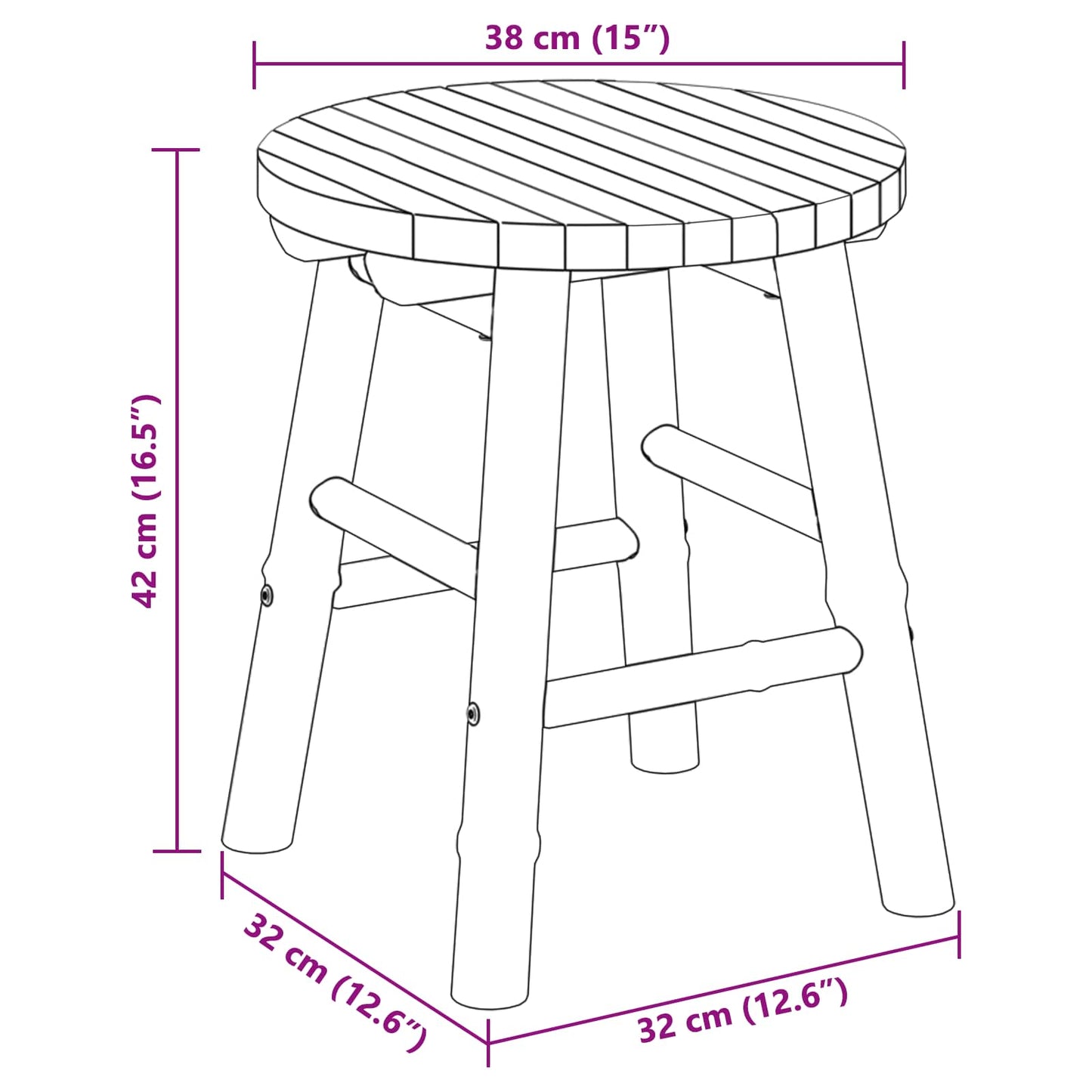 vidaXL Garden Stool Natural Ø 38 x 42 cm Bamboo