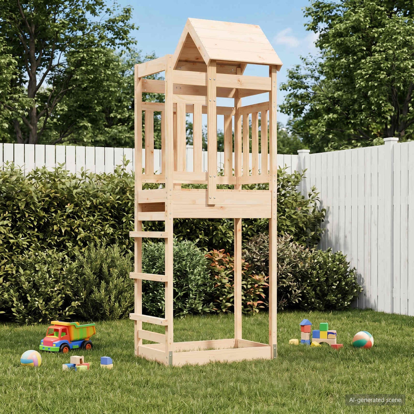 vidaXL Play Tower Brown 52.5 x 85 x 238 cm Solid Pine Wood