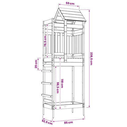 vidaXL Play Tower Brown 52.5 x 85 x 238 cm Solid Pine Wood