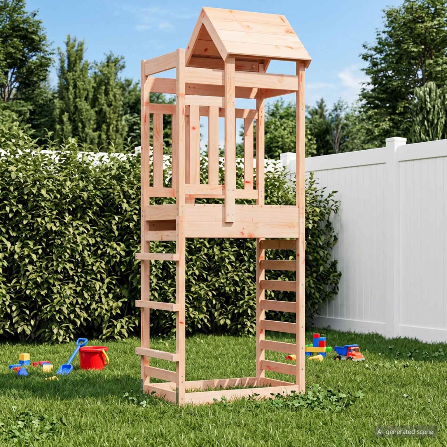vidaXL Play Tower Brown 52.5 x 85 x 238 cm Solid Douglas Wood