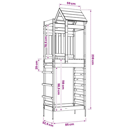 vidaXL Play Tower Brown 52.5 x 85 x 238 cm Solid Douglas Wood