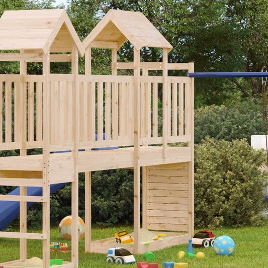 vidaXL Play Tower Brown 53 x 110.5 x 214 cm Solid Pine Wood