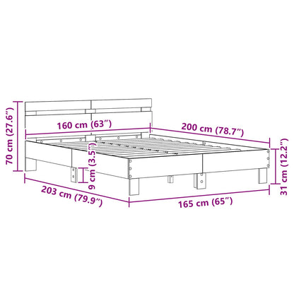 vidaXL Bed Frame Old Wood 160 x 200 cm Engineered Wood