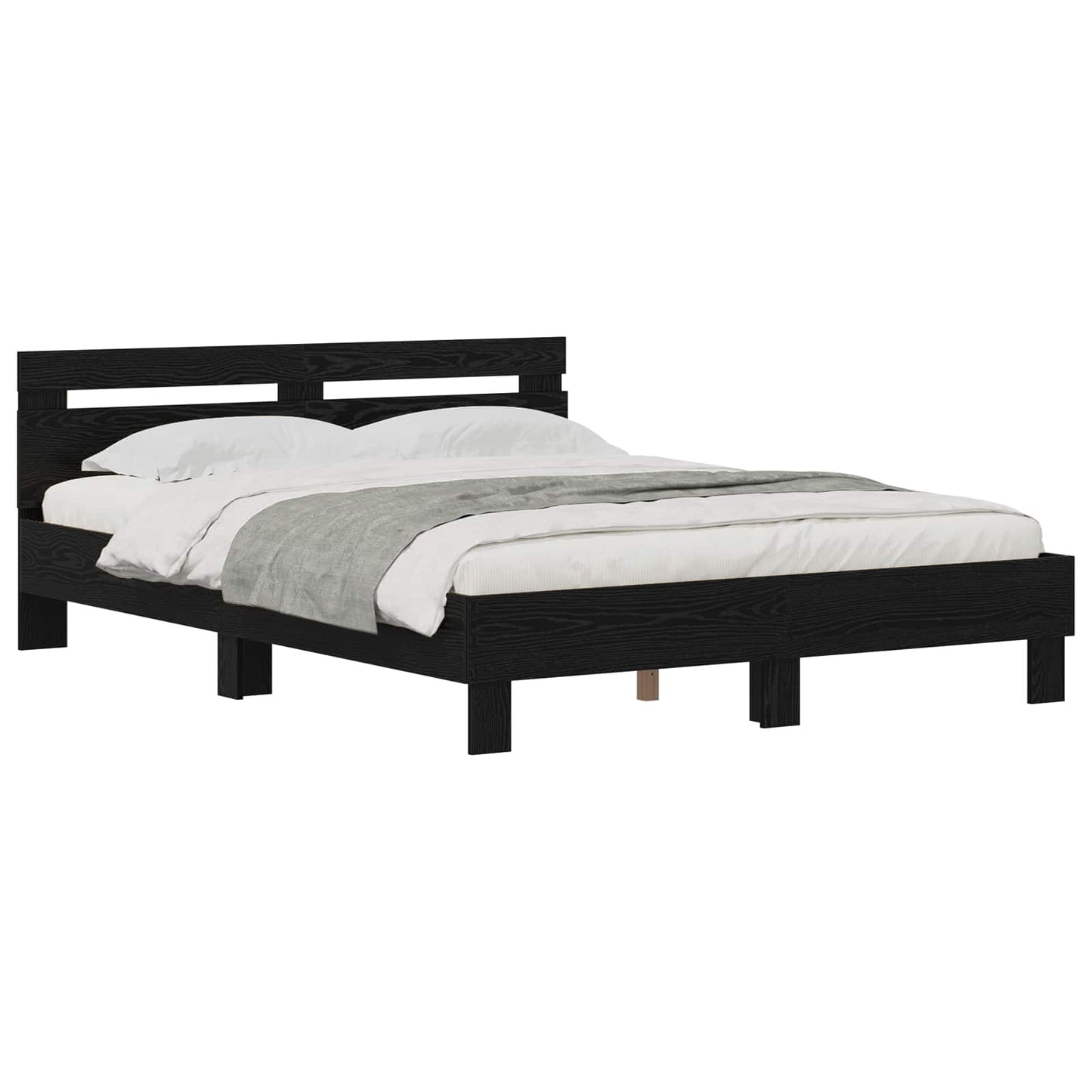 vidaXL Bed Frame Black Oak 140 x 200 cm Engineered Wood