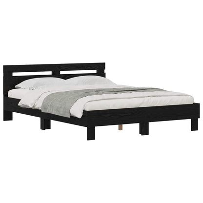 vidaXL Bed Frame Black Oak 140 x 200 cm Engineered Wood