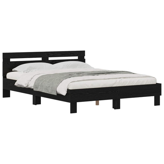 vidaXL Bed Frame Black Oak 140 x 200 cm Engineered Wood