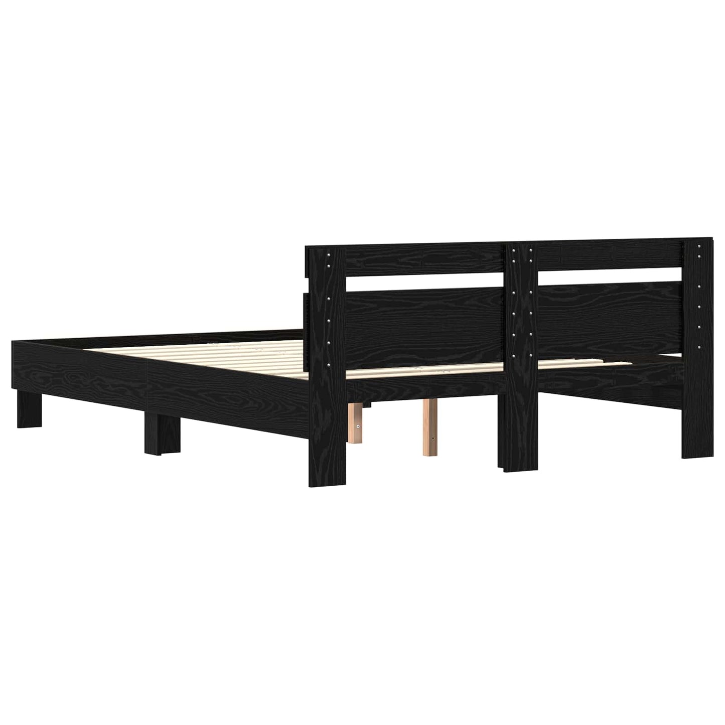 vidaXL Bed Frame Black Oak 140 x 200 cm Engineered Wood