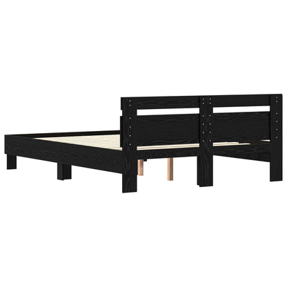 vidaXL Bed Frame Black Oak 140 x 200 cm Engineered Wood