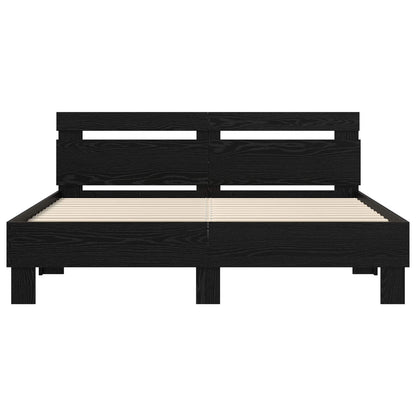 vidaXL Bed Frame Black Oak 140 x 200 cm Engineered Wood