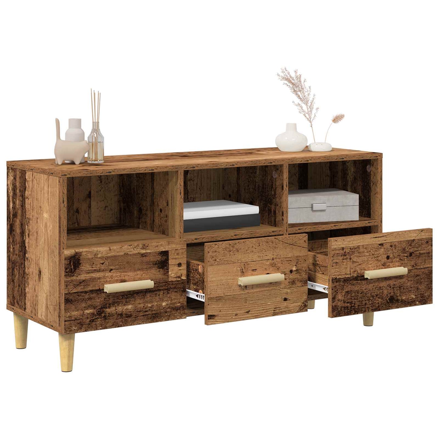 vidaXL TV Cabinet Old Wood 102 x 36 x 50 cm Engineered Wood