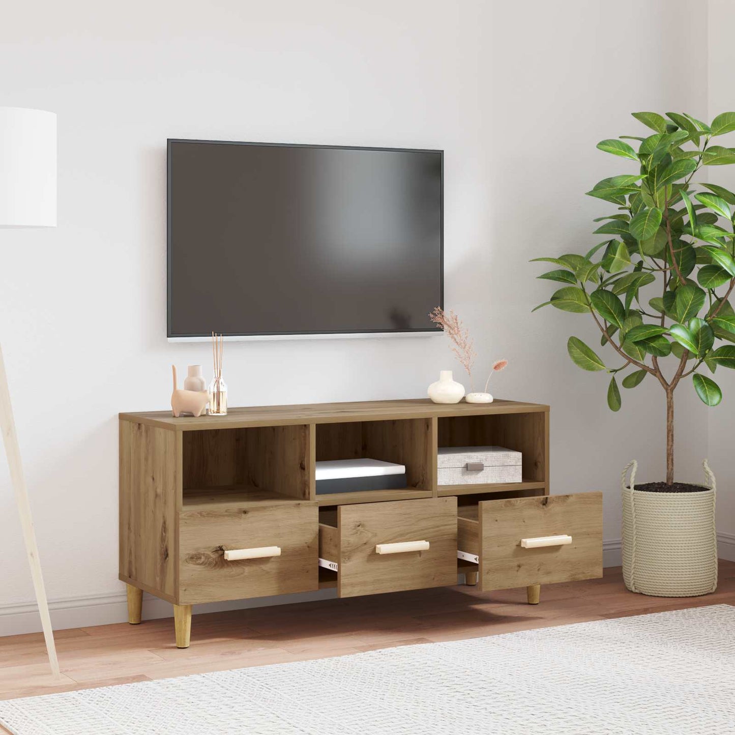 vidaXL TV Cabinet 102 x 36 x 50 cm Artisian Oak Engineered Wood