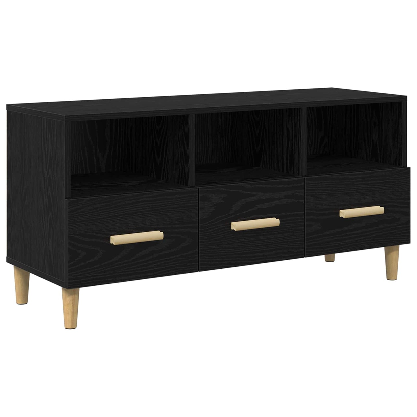 vidaXL TV Cabinet Black Oak 102 x 35.5 x 50 cm Engineered Wood