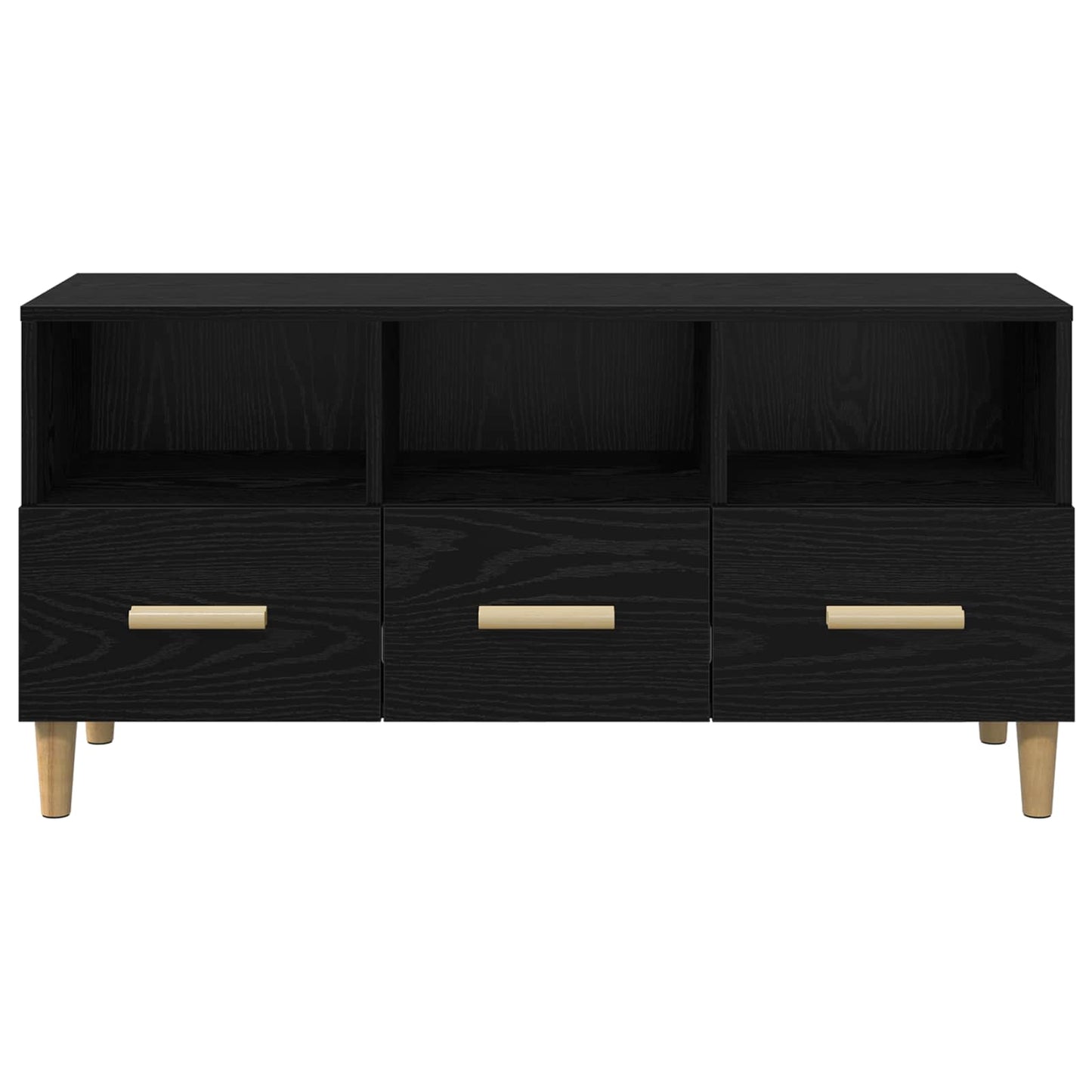 vidaXL TV Cabinet Black Oak 102 x 35.5 x 50 cm Engineered Wood