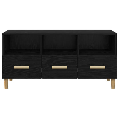 vidaXL TV Cabinet Black Oak 102 x 35.5 x 50 cm Engineered Wood