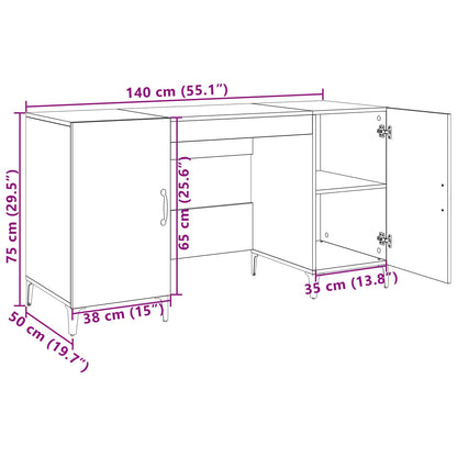 vidaXL Desk with Storage Old Wood 140 x 50 x 75 cm Engineered Wood