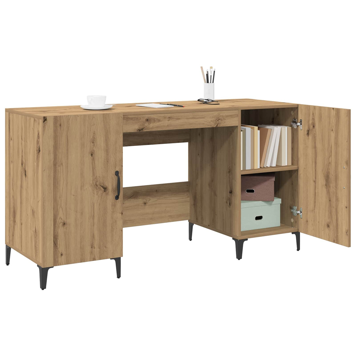 vidaXL Desk Artisan Oak 140 x 50 x 75 cm Engineered Wood