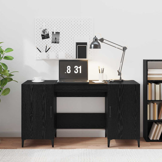 vidaXL Desk Black Oak Engineered Wood 140 x 50 x 75 cm
