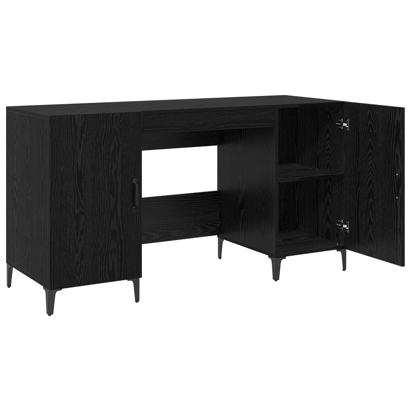 vidaXL Desk with Storage Black Oak 140 x 50 x 75 cm Engineered Wood