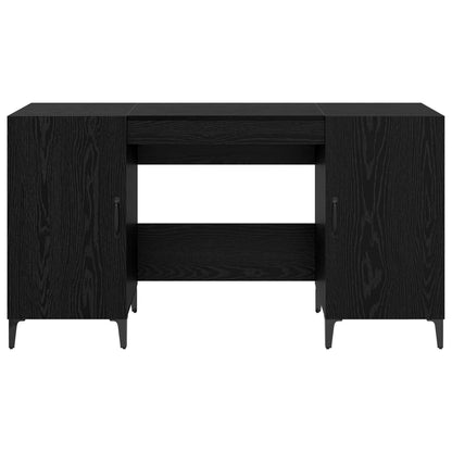 vidaXL Desk with Storage Black Oak 140 x 50 x 75 cm Engineered Wood