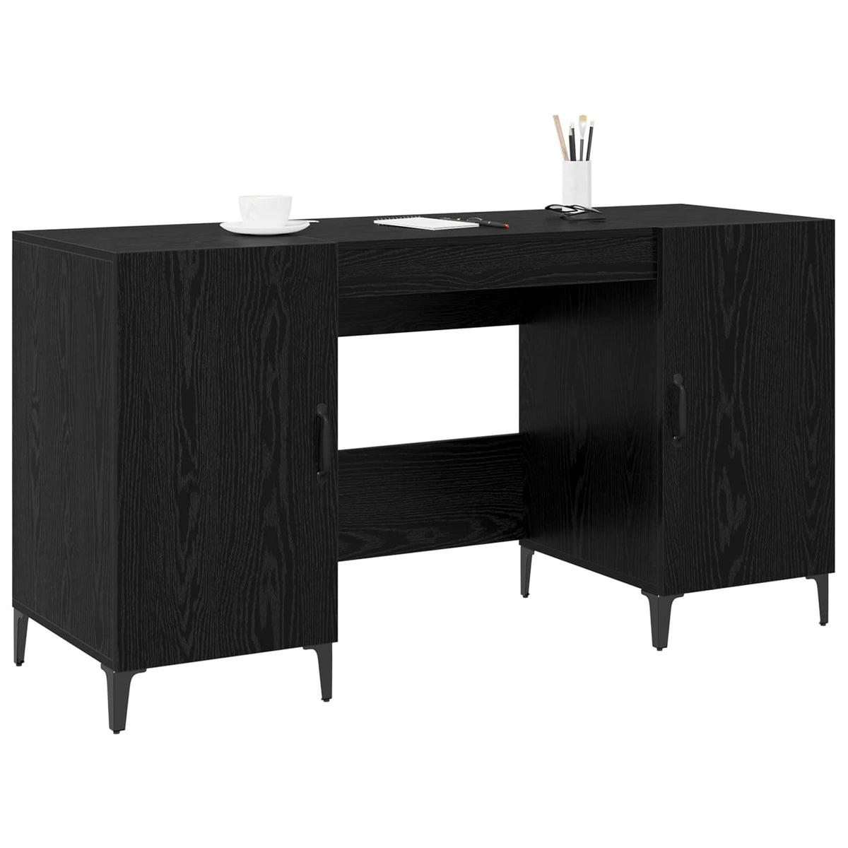 vidaXL Desk Black Oak Engineered Wood 140 x 50 x 75 cm