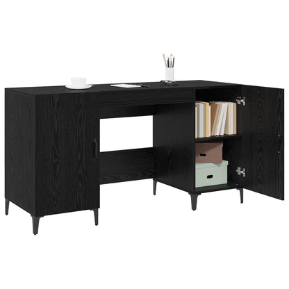 vidaXL Desk Black Oak Engineered Wood 140 x 50 x 75 cm