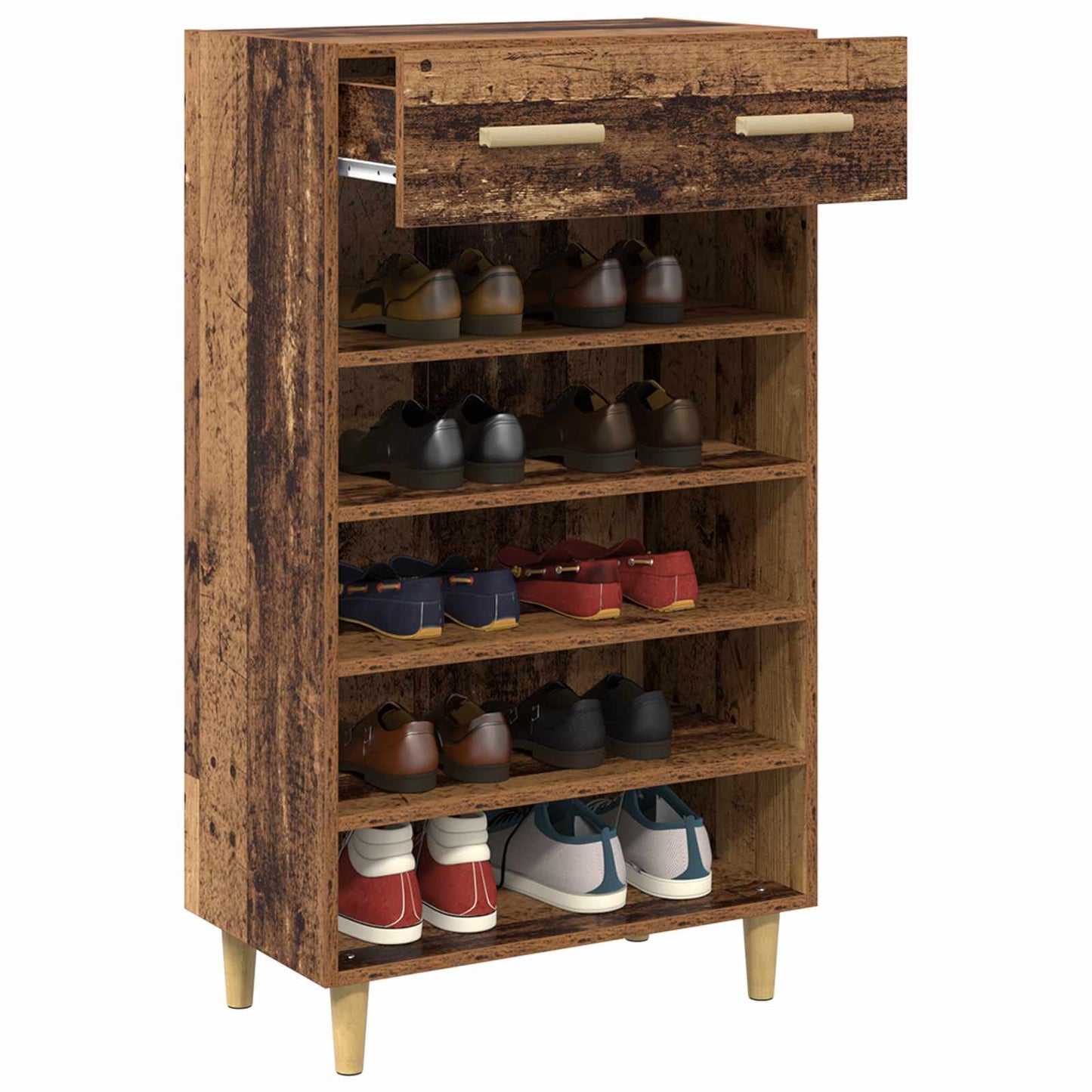 vidaXL Shoe Cabinet Plain Old Wood 60 x 35 x 105 cm Engineered Wood