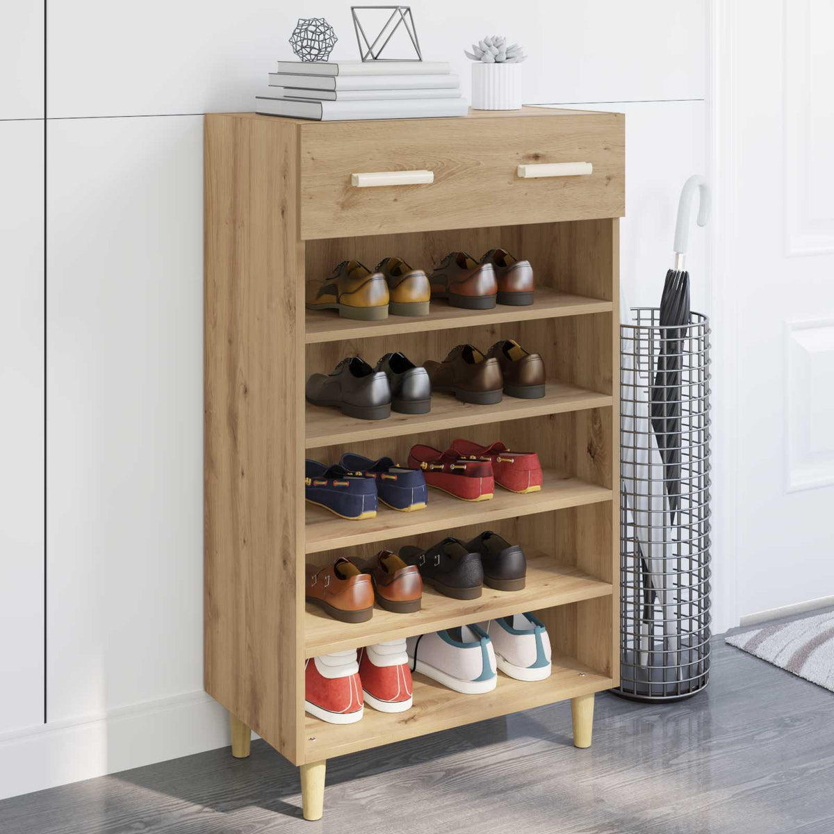 vidaXL Shoe Cabinet 60 x 35 x 105 cm Engineered Wood Artisan Oak