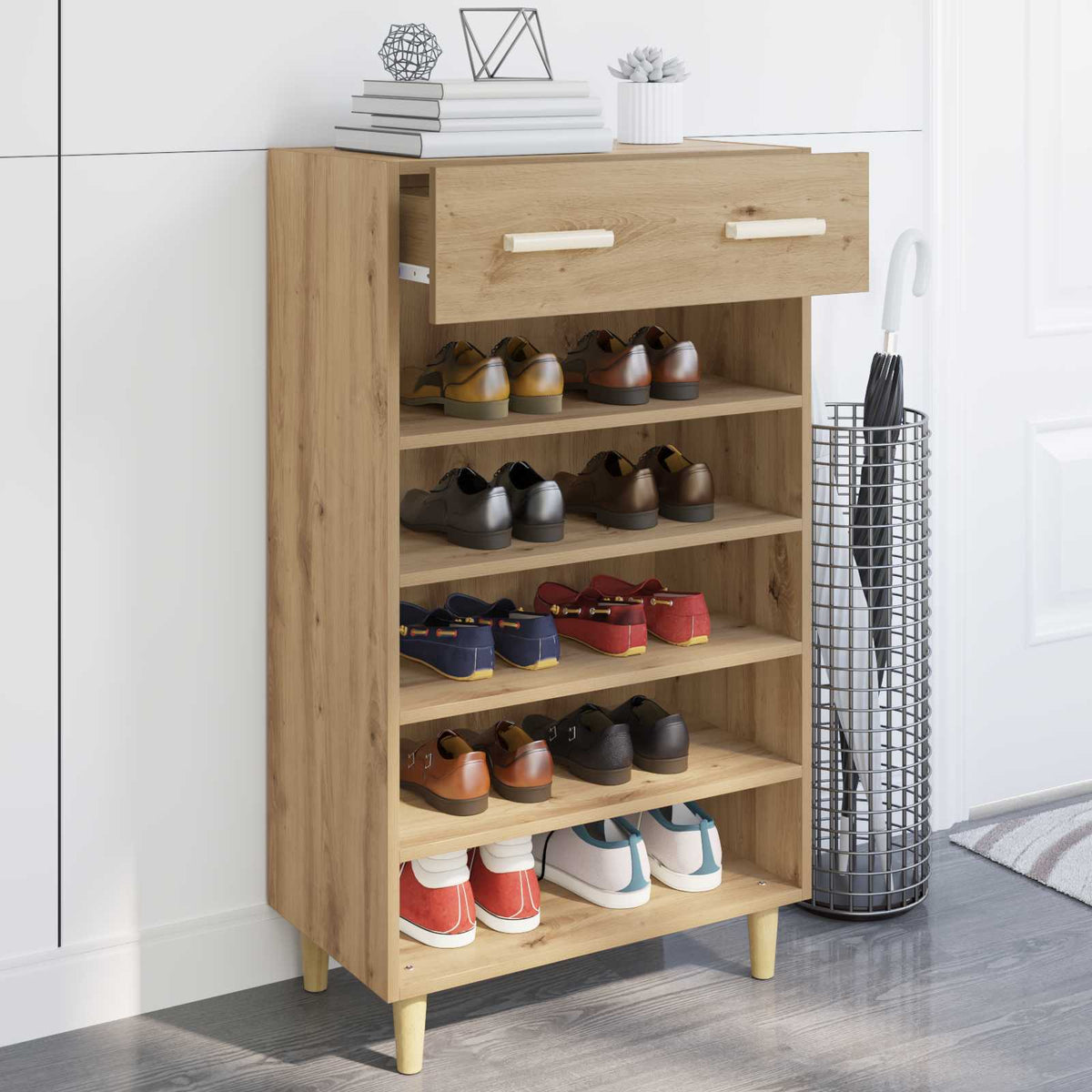 vidaXL Shoe Cabinet 60 x 35 x 105 cm Engineered Wood Artisan Oak